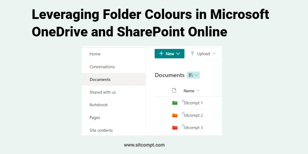 A SharePoint Online document library showing coloured folders