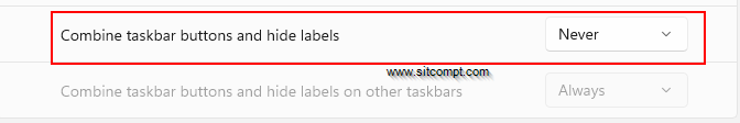 Image showing combine taskbar buttons and hide labels setting